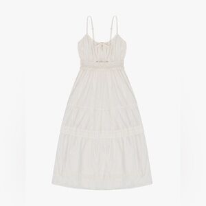 Lisa Says Gah White Linen Blend Midi Dress NWT Orchard Edit Tie Front Size M